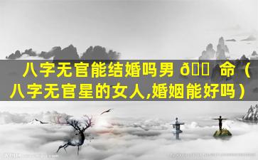 八字无官能结婚吗男 🐠 命（八字无官星的女人,婚姻能好吗）